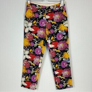 Elevenses Anthropologie Floral Cropped Cigarette Pants 2